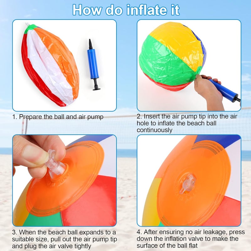 Rindion 6 Pack Beach Balls, 10 Inch Beach Balls for Kids, Rainbow Color Pool Toys Pool Balls for Swimming Pool, Beach Toys Inflatable Ball for Summer Parties and Water Games - Image 5
